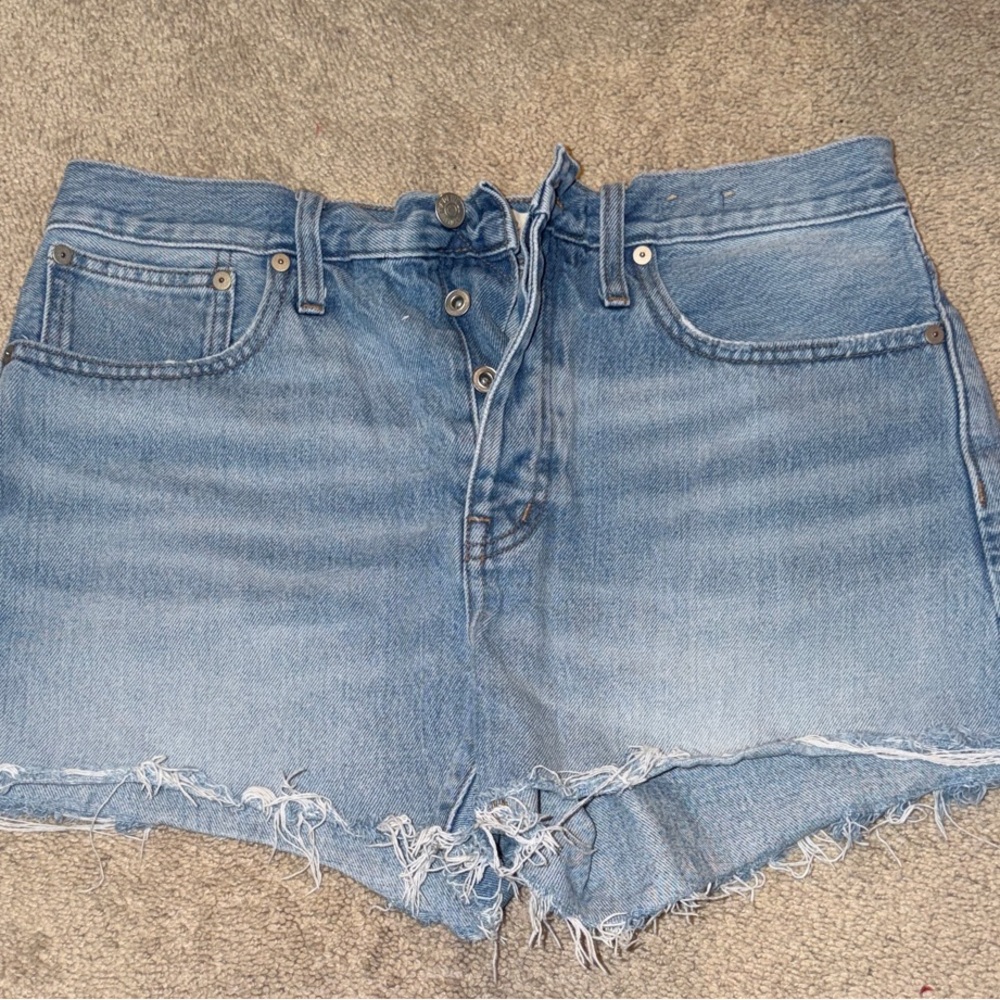 Madewell Light Blue Jean Shorts with Frayed Hem